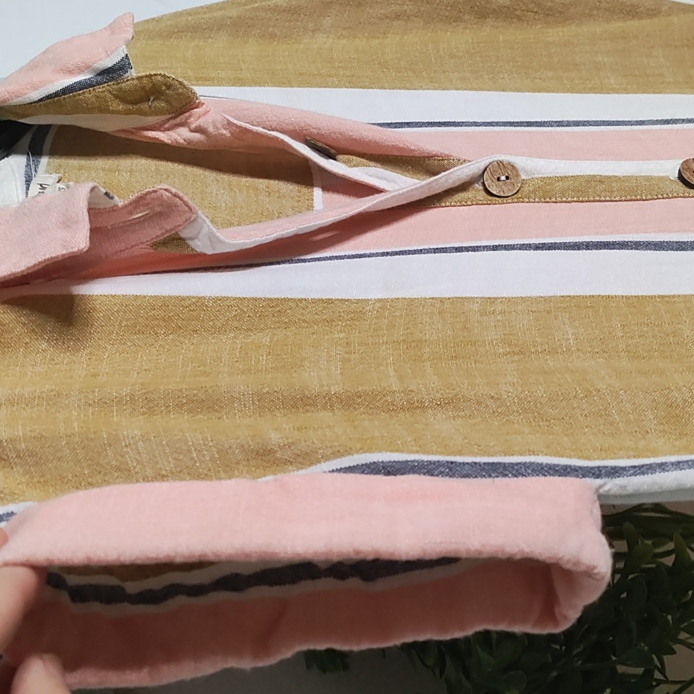 Rip Curl Striped Button-Down Cap Sleeve Dress Siz… - image 4